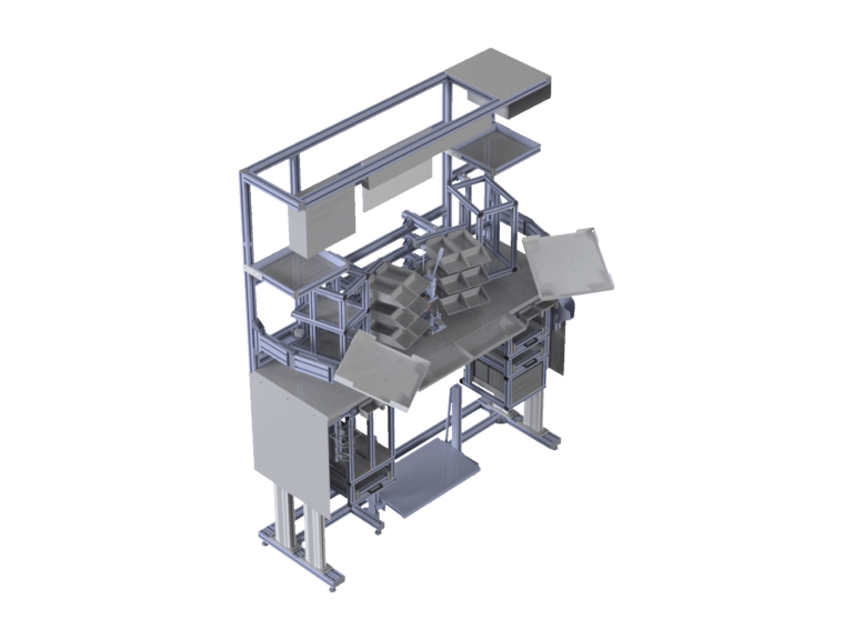 Arbeitsplatzsystem mit Aluminiumprofilen der Baureihe 40 und Baureihe 45 für flexible und effiziente Bürolösungen – individuell gefertigt von HL Automation