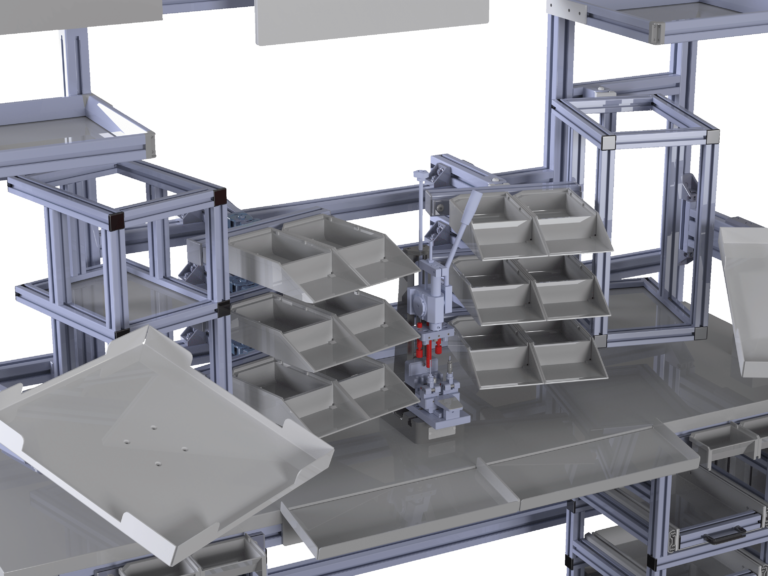 Arbeitsplatzsystem mit Aluminiumprofilen der Baureihe 40 und Baureihe 45 für flexible und effiziente Bürolösungen – individuell gefertigt von HL Automation