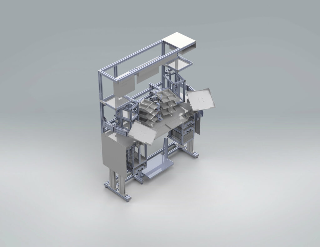 Arbeitsplatzsystem mit Aluminiumprofilen der Baureihe 40 und Baureihe 45 für flexible und effiziente Bürolösungen – individuell gefertigt von HL Automation