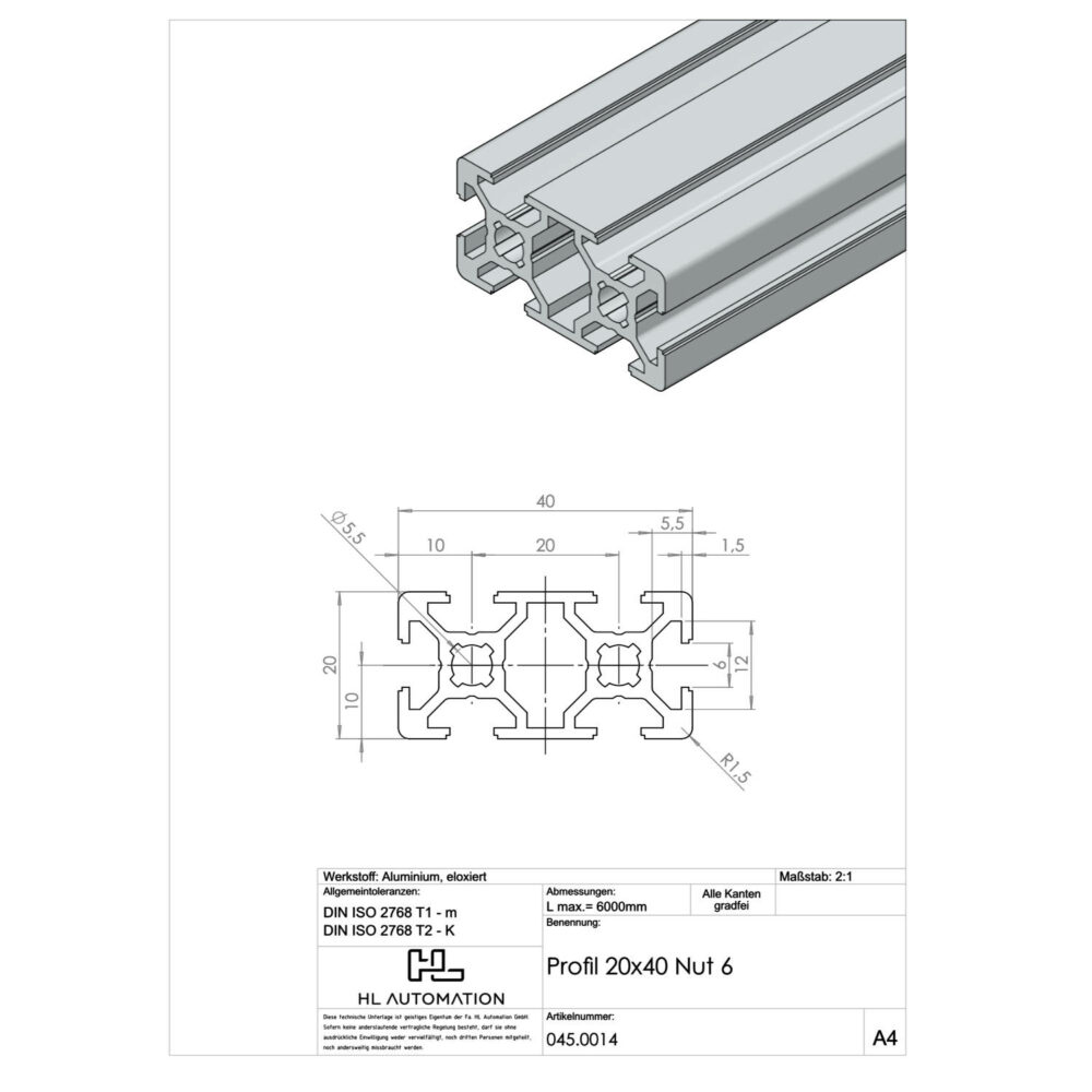 Profil Nut 6 20x40 – Bild 2
