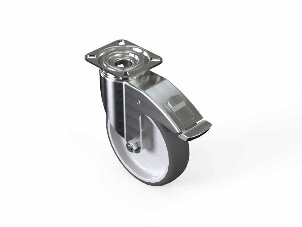 Lenkrolle D125 mit Anschraubplatte 77x67 feststellbar