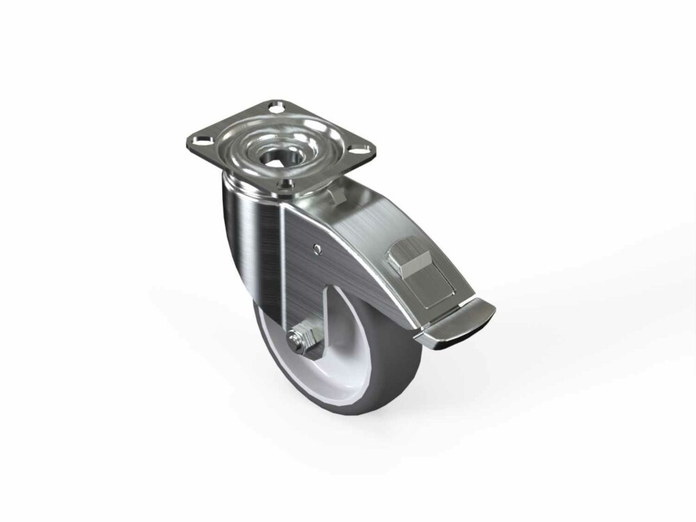 Lenkrolle D100 mit Anschraubplatte 77x67 feststellbar