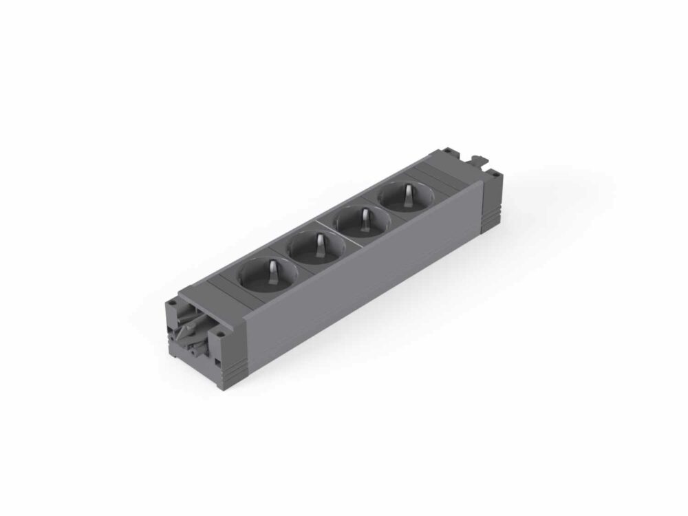 Steckdosenleiste Alu STL3SE (schaltet Strom Ein- & Ausgang)