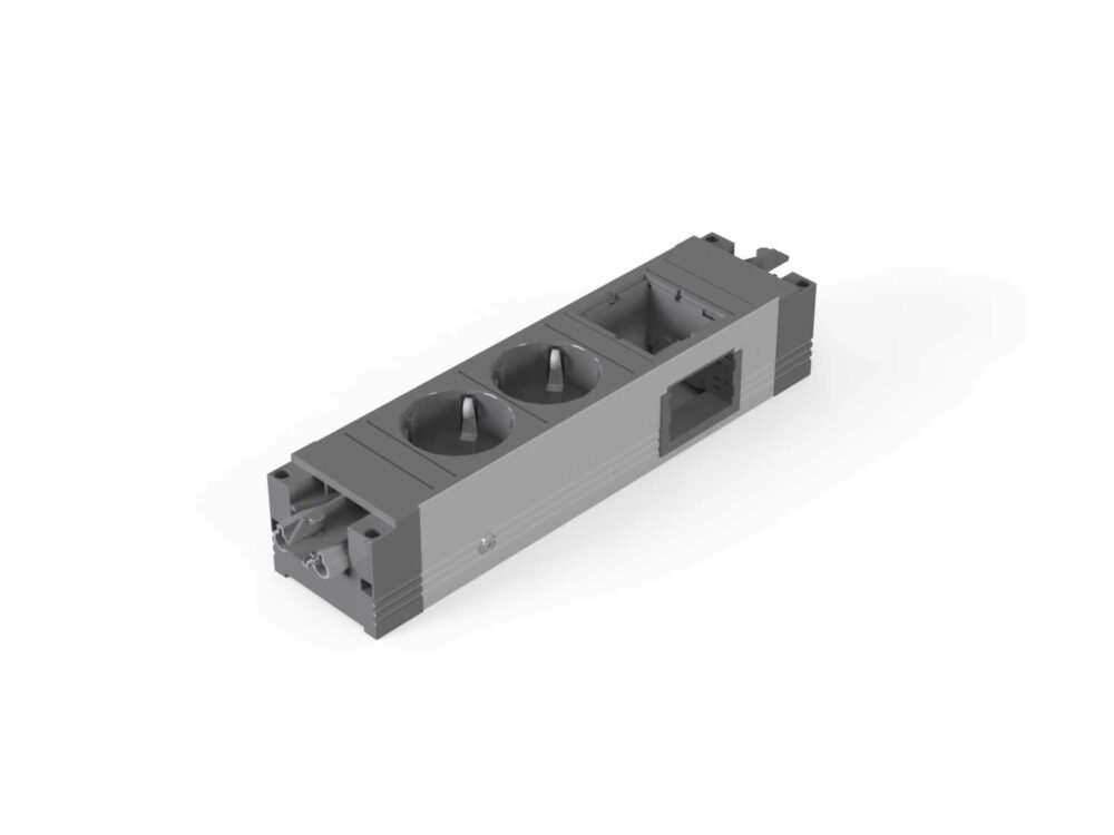 STEP ALU (Schuko 2)für 90° Custom Module mit seitlichem Abgang