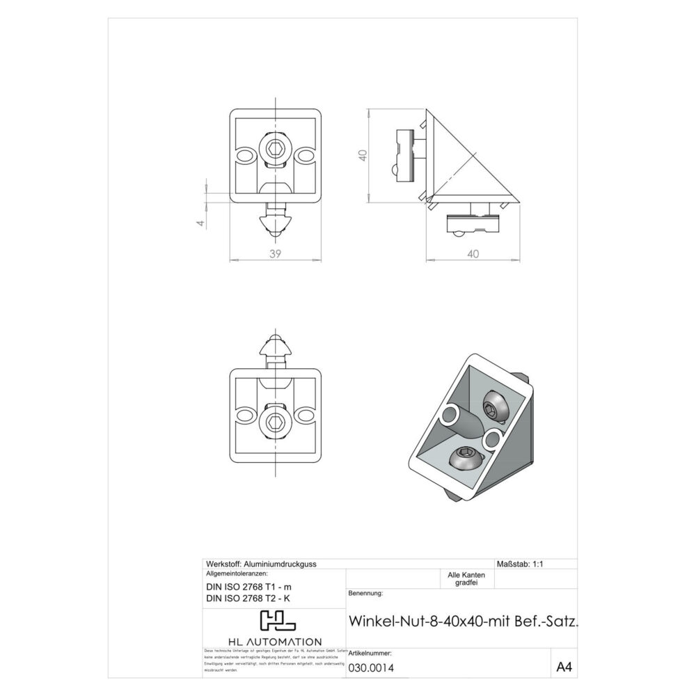 Winkel Nut 8 40x40 mit Bef.-Satz – Bild 2