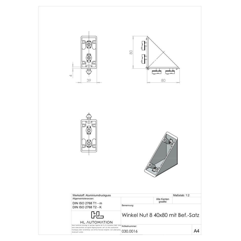Winkel Nut 8 40x80 mit Bef.-Satz – Bild 2