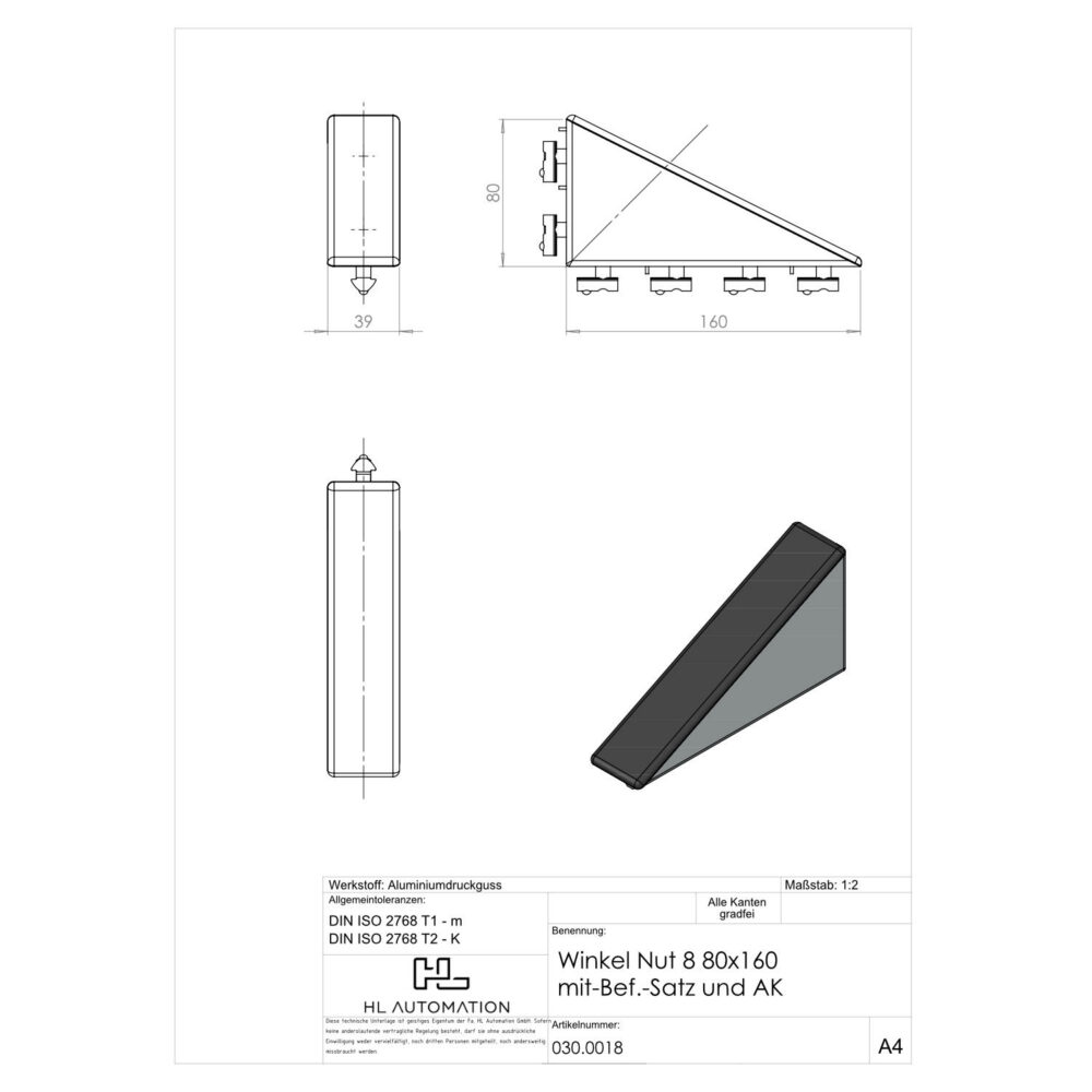 Winkel Nut 8 80x160 mit Bef.-Satz und ADK – Bild 2