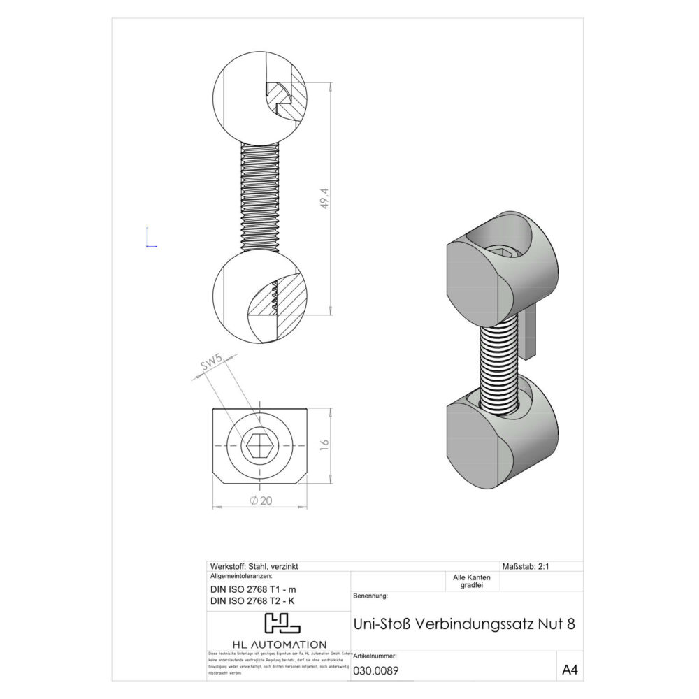 Uni-Stoß-Verbindungssatz Nut 8 – Bild 2