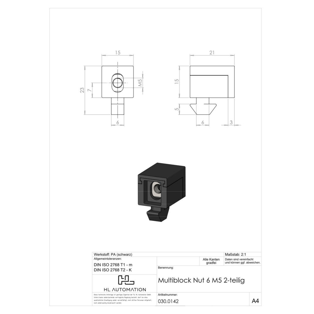 Multiblock Nut 6 M5 2-teilig – Bild 2