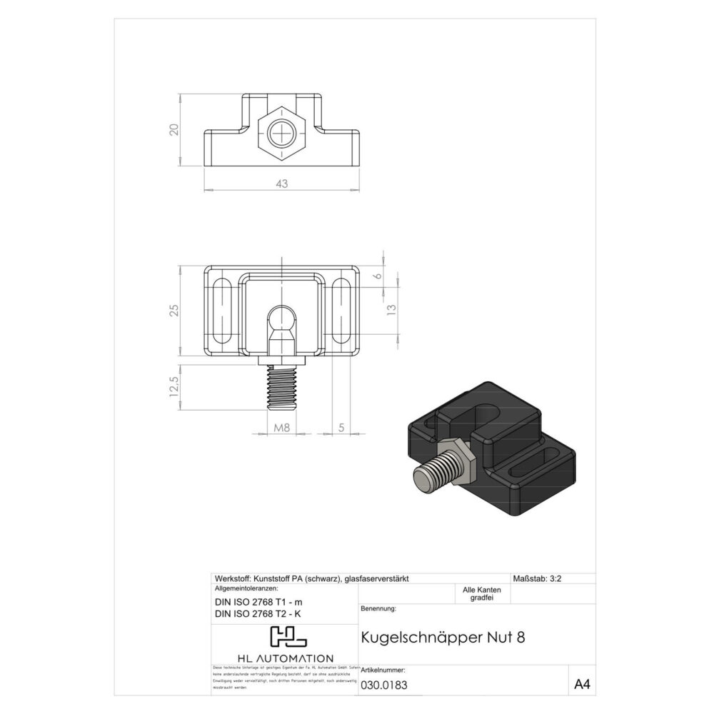 Kugelschnäpper Nut 8 – Bild 2