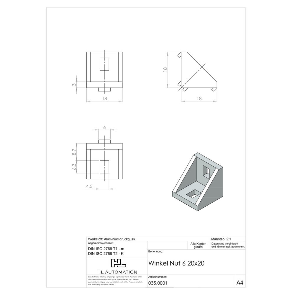 Winkel Nut 6 20x20 – Bild 2