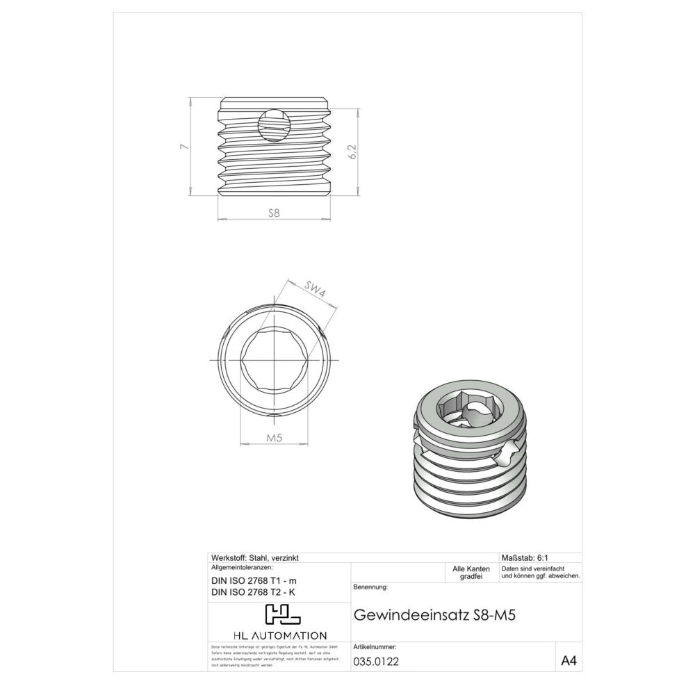 Gewindeeinsatz S8-M5 – Bild 2