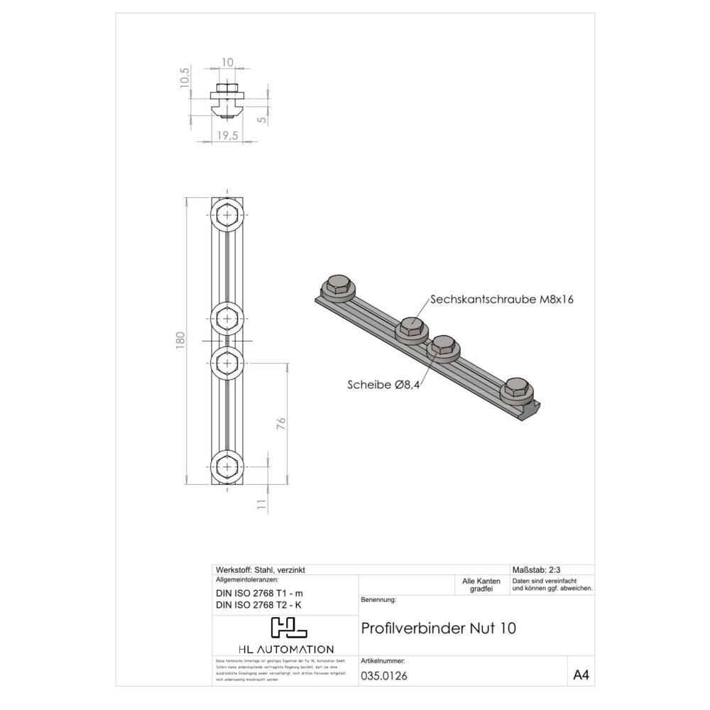 Profilverbinder Nut 10 – Bild 2