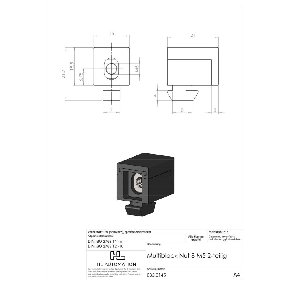 Multiblock Nut 8 M5 2-teilig – Bild 2