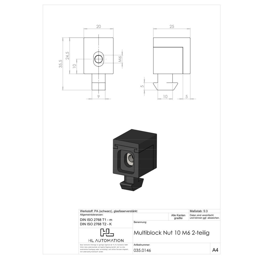 Multiblock Nut 10 M6 2-teilig – Bild 2