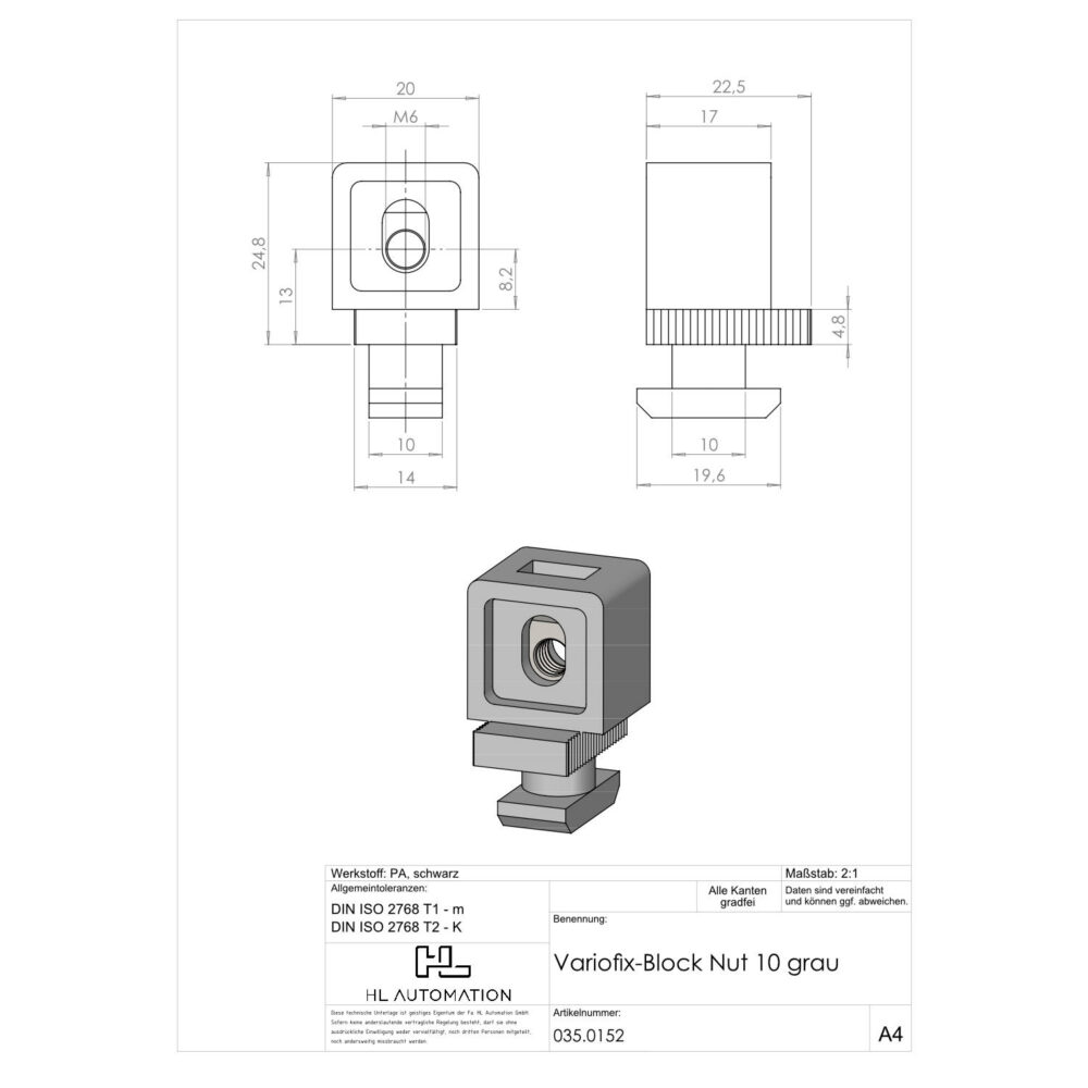 Variofix-Block Nut 10 grau – Bild 2