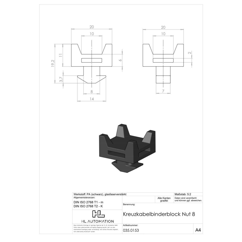 Kreuzkabelbinderblock Nut 8 – Bild 2