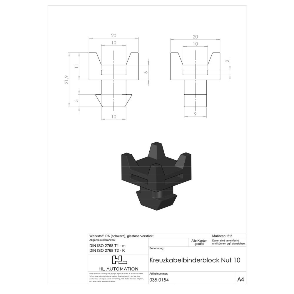 Kreuzkabelbinderblock Nut 10 – Bild 2