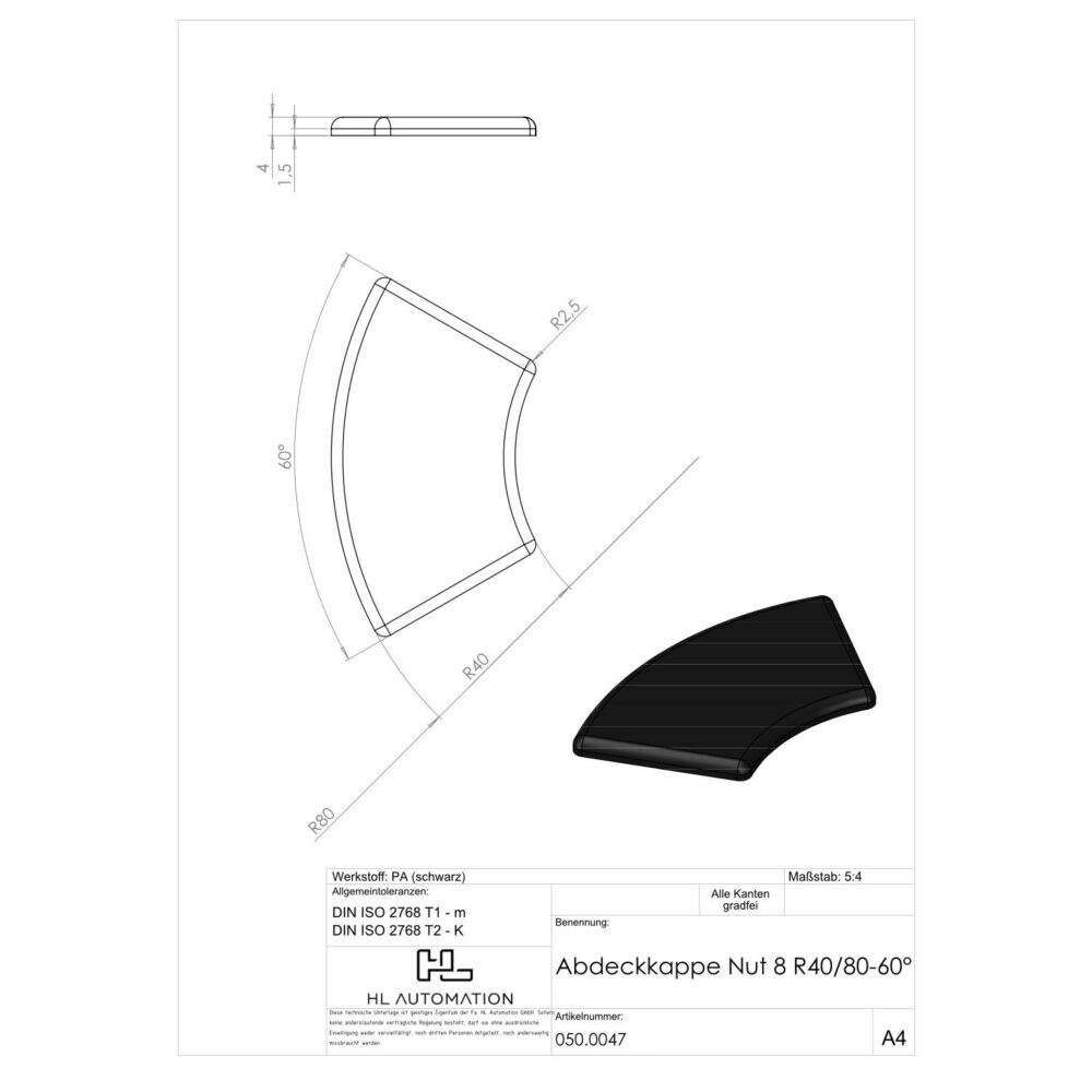Abdeckkappe Nut 8 40 R40-80 60° – Bild 2