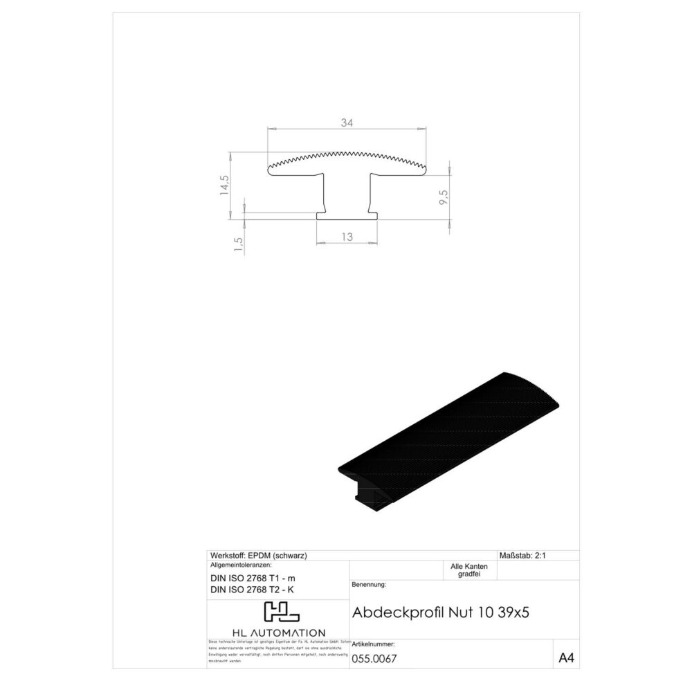 Abdeckprofil Nut 10 41x4 – Bild 2