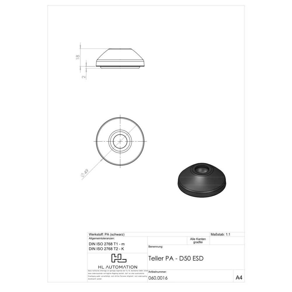 Teller PA D50 ESD – Bild 2