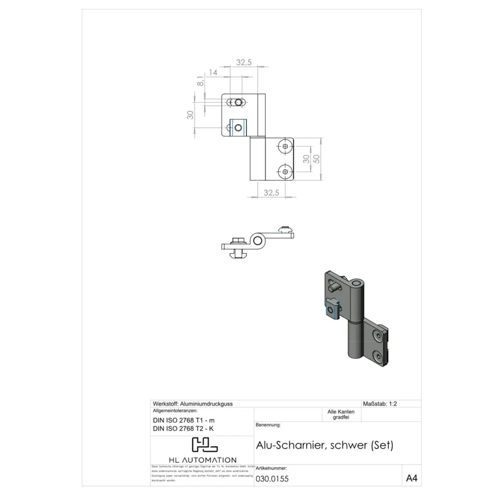 Alu-Scharnier, schwer (Set) – Bild 2